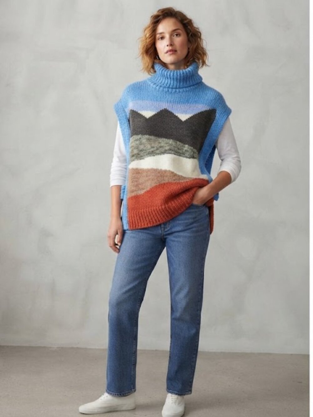 NWT Anthropologie x Laura Dalgaard Landscape Turtleneck Sweater Vest One size